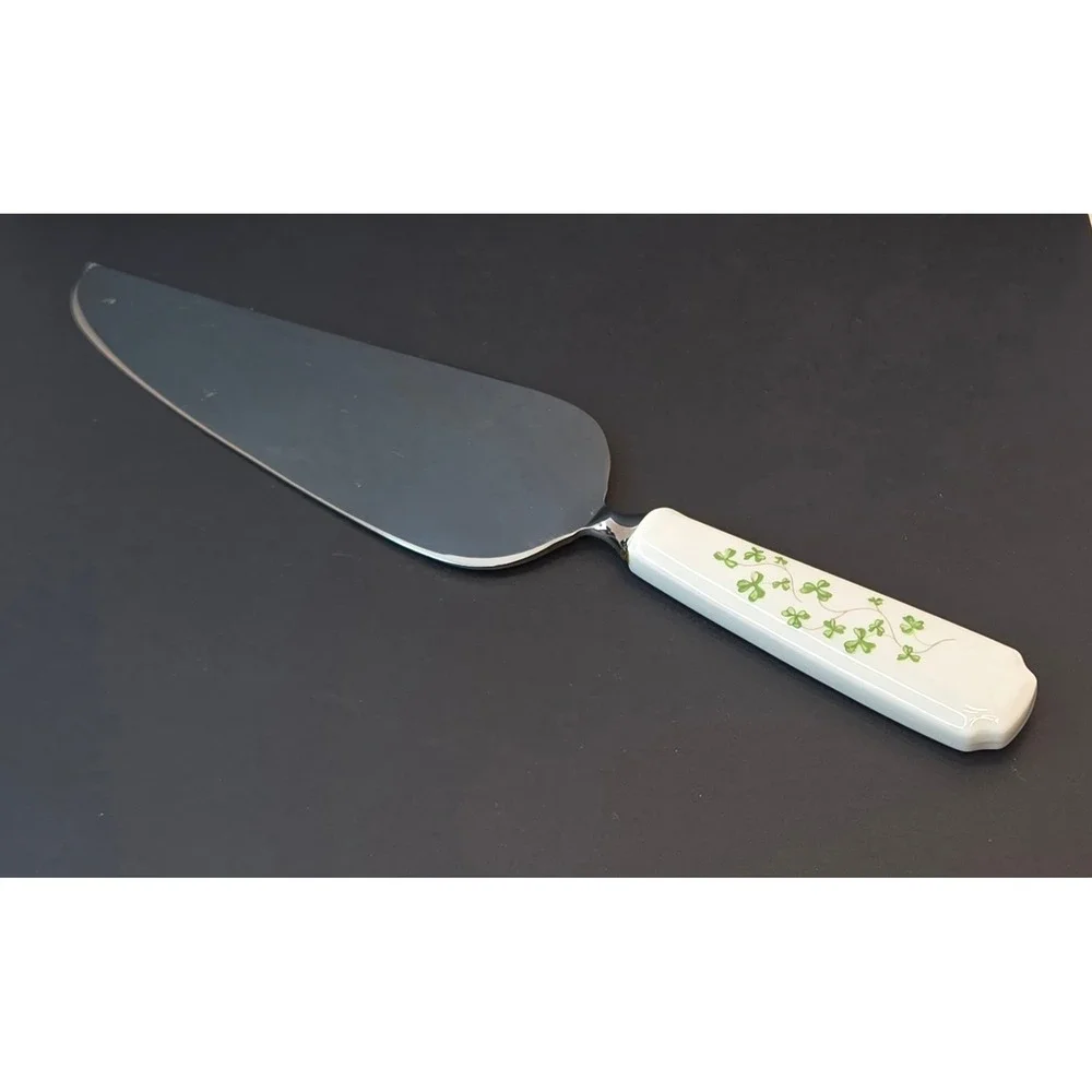 Royal Tara Fine Bone China Shamrock Handle Cake Pie Server Stainless Serrated